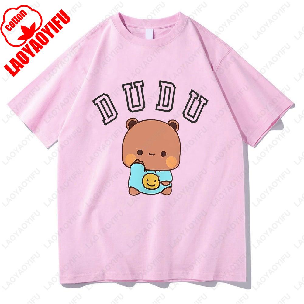 Kawaii Bubu Dudu Panda Bear Graphic T-shirts Summer Women/Men Cotton Tees Cartoon Cute Printing Couple Tshirts Casual Girls Tops
