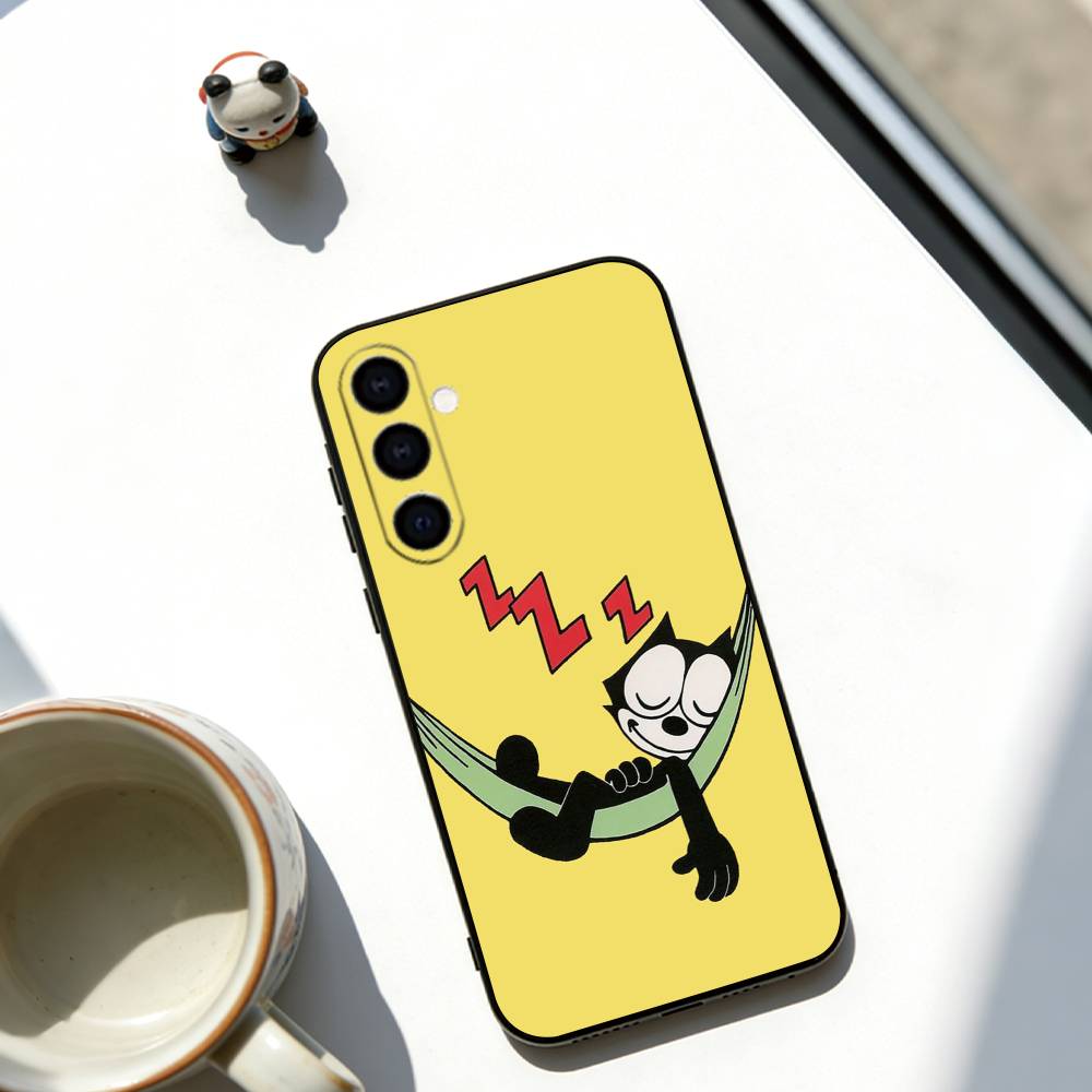 

Vintage Felix the Cat Phone Case For Samsung Galaxy A73,A72,A71,A70,A53,A52,A51,Soft Black Cover Samsung a21s