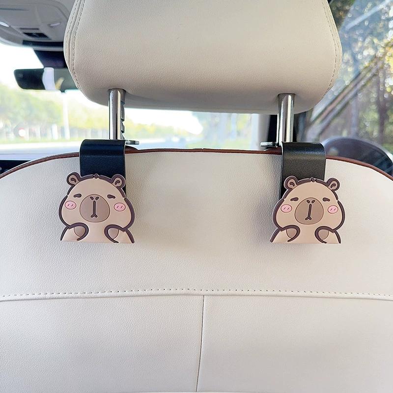 2pcs Cute Cartoon Panda Car Seat Headrest Hook - Universal Vehicle Storage Organizer for Handbags, Wallets, and Jackets