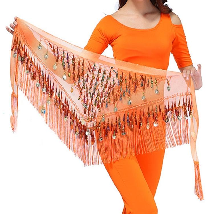 Flashy Belly Dancing Hip Wrap with Fringes Sparkly Waist Chain Hip Scarf
