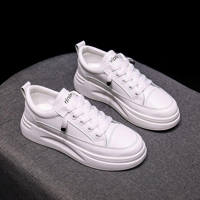 Women's Shoes Spring Autumn High on Platform Black Lace Up Ladies Footwear Light Comfortable and Elegant 2025 New Cotton Sale In