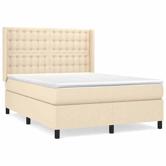 Maison Exclusive - Sommier à lattes de lit avec matelas Crème 140x190 cm Tissu