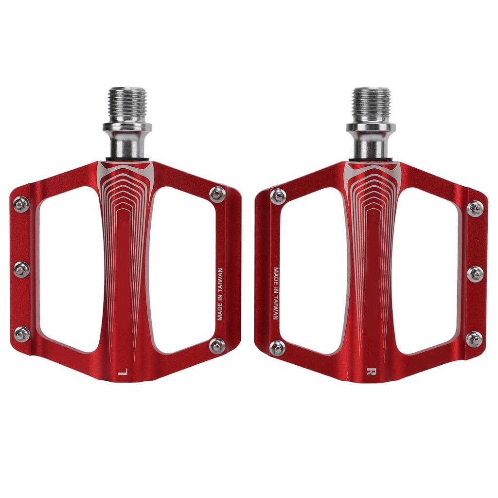 Enlee Bicycle Pedals Aluminum Alloy DU Bearing Bike Flat Pedal for Road Mountain BikesRed