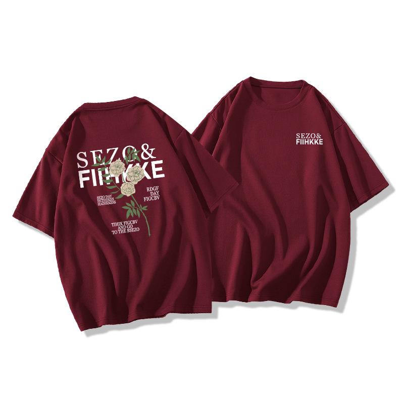 Ladies Summer Short Sleeve Round Collar Casual Letter Printed Teenager Oversize Cotton T Shirt Top