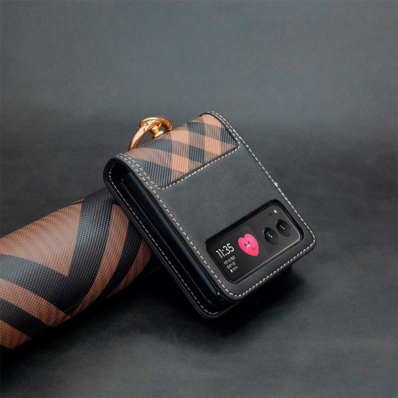 RAZR40 Plaid Phone Case with Card Slot & Ring Holder for Motorola