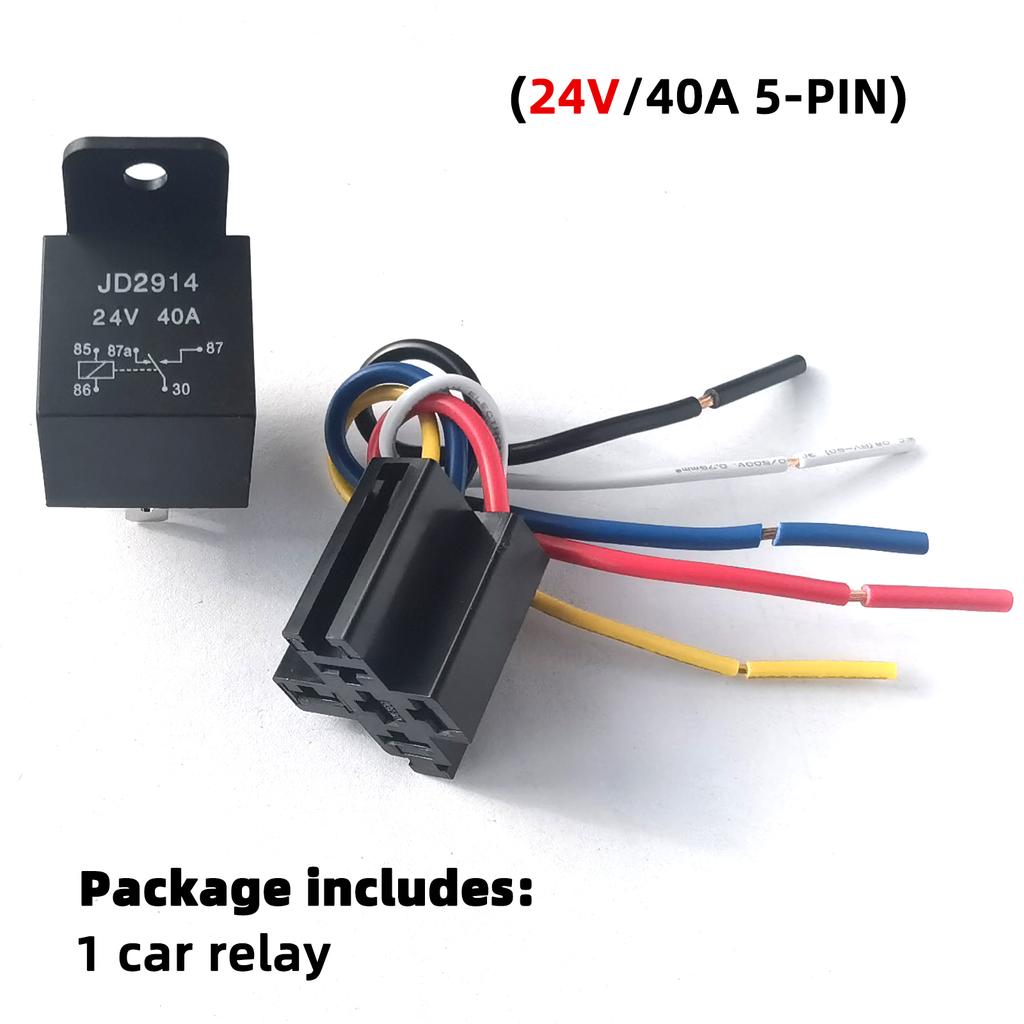 QXNY 5-Pin Waterproof Car Relay Long Life Automotive Relays Normally Open DC 12V/24V 40A Relay For Head Light Air Conditioner