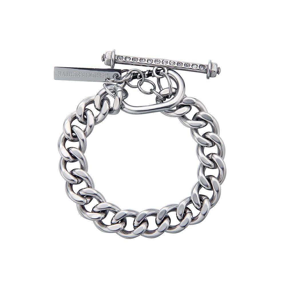 Herren Trendy Titanstahl Cuban Link Armband: Stylisches Europäisch-Amerikanisches High Street Hip Hop Accessoire