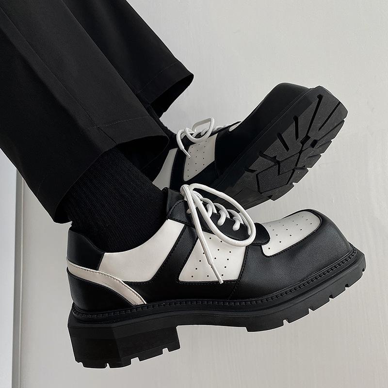 

Модная обувь для мужчин Дышащая квадратный носок Высококачественная мужская обувь Повседневная кожаная обувь Толстая подошва Мужская обувь Zapatos Hombre 38