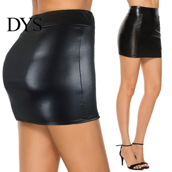 Female Skirt Women Mini Solid Color High Waist Slim Fit Bodycon Skinny Matte Faux Leather Cozy Commuter Streetwear Short