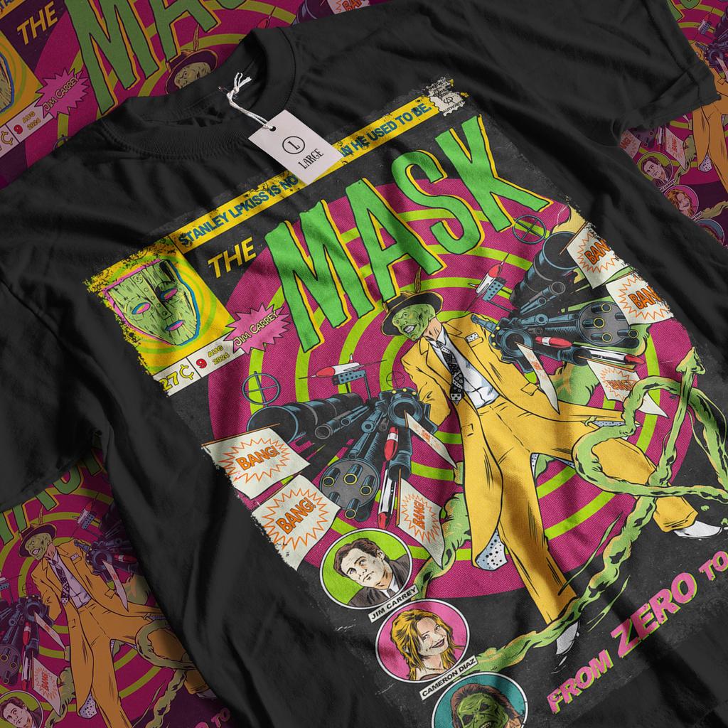The Mask Movie Tshirt Vintage 90s Jim Carrey Graphic Tee