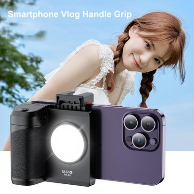 UURIG PH-14 Estabilizador de soporte para teléfono con mango inalámbrico para teléfono inteligente Vlog Selfie LED incorporado