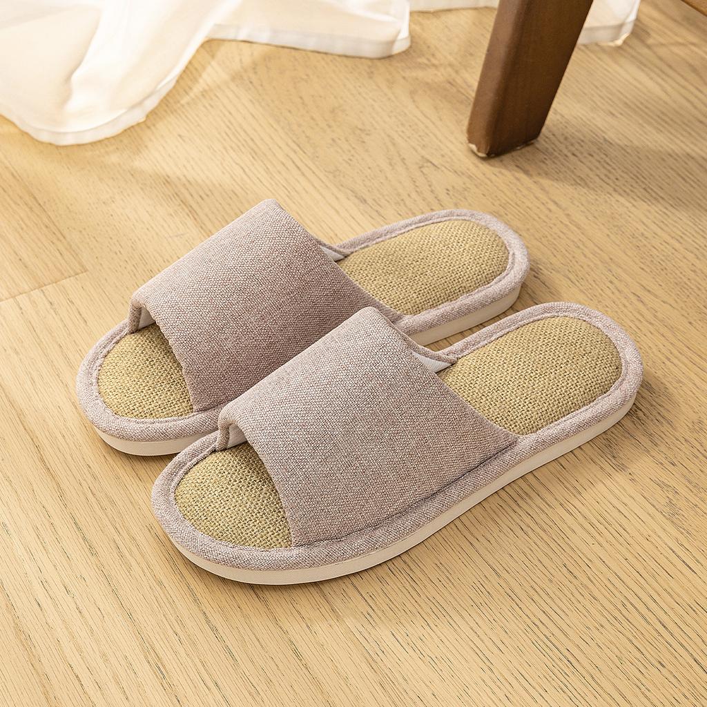 Linen Slippers for Women, Suitable for Home Use, Indoor Living, Anti Slip, Silent, Sweat Absorbing,, Couple, Cotton and Linen Cool Slippers for Men