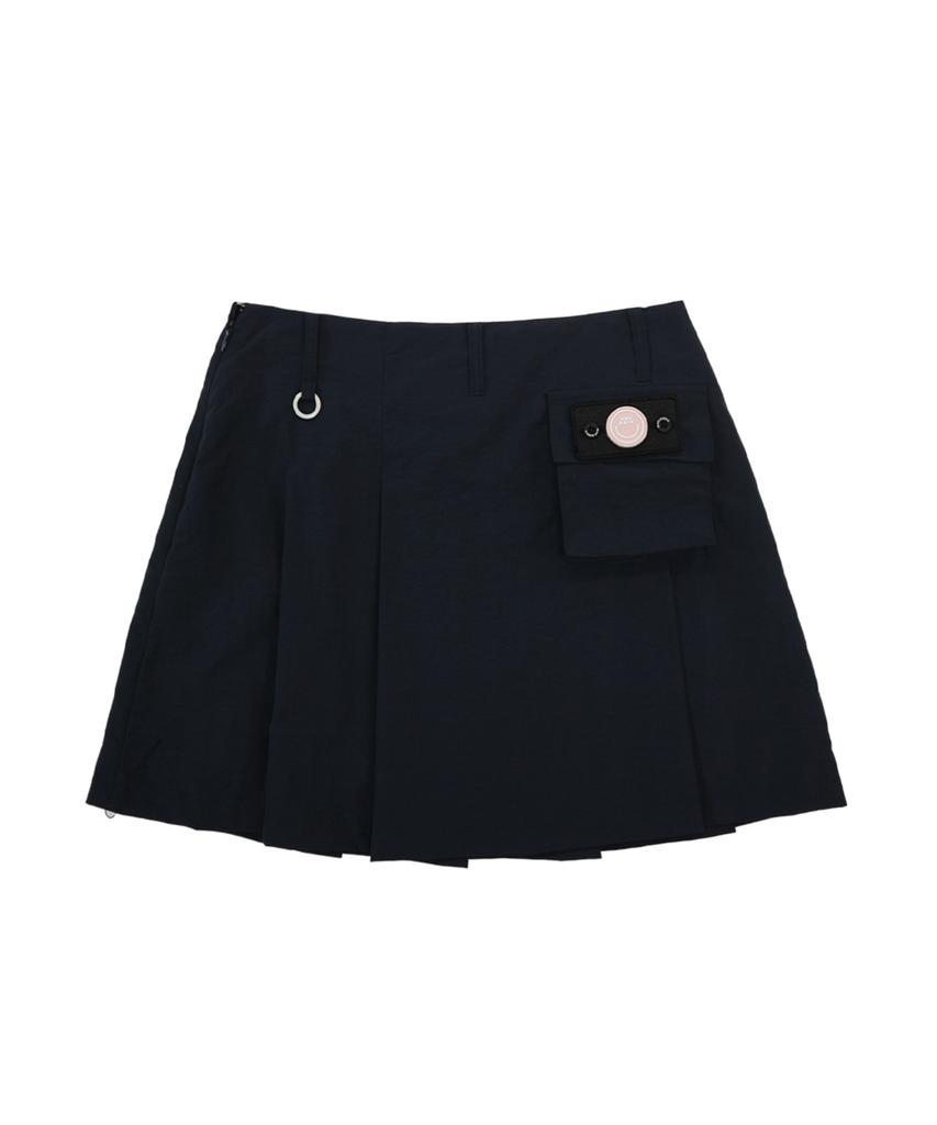 Mongbirdy Golf Ball Marker Patch Nylon Pleated Skirt Navy