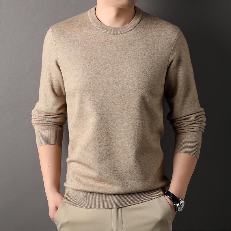

Мужской вязаный свитер с круглым вырезом и длинными рукавами - повседневный трендовый однотонный цвет XXXL