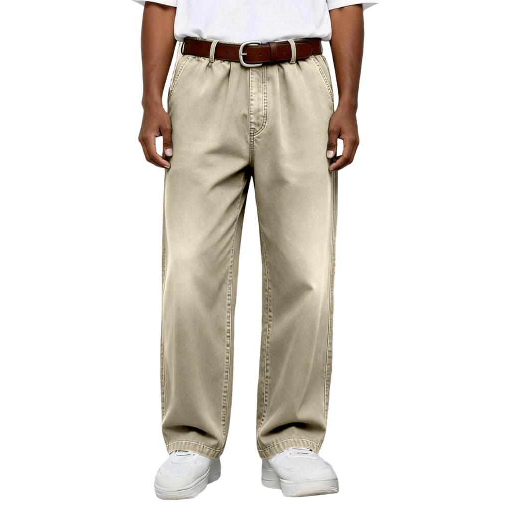 Men Elastic Waist Pant Casual Fit Pants Trousers