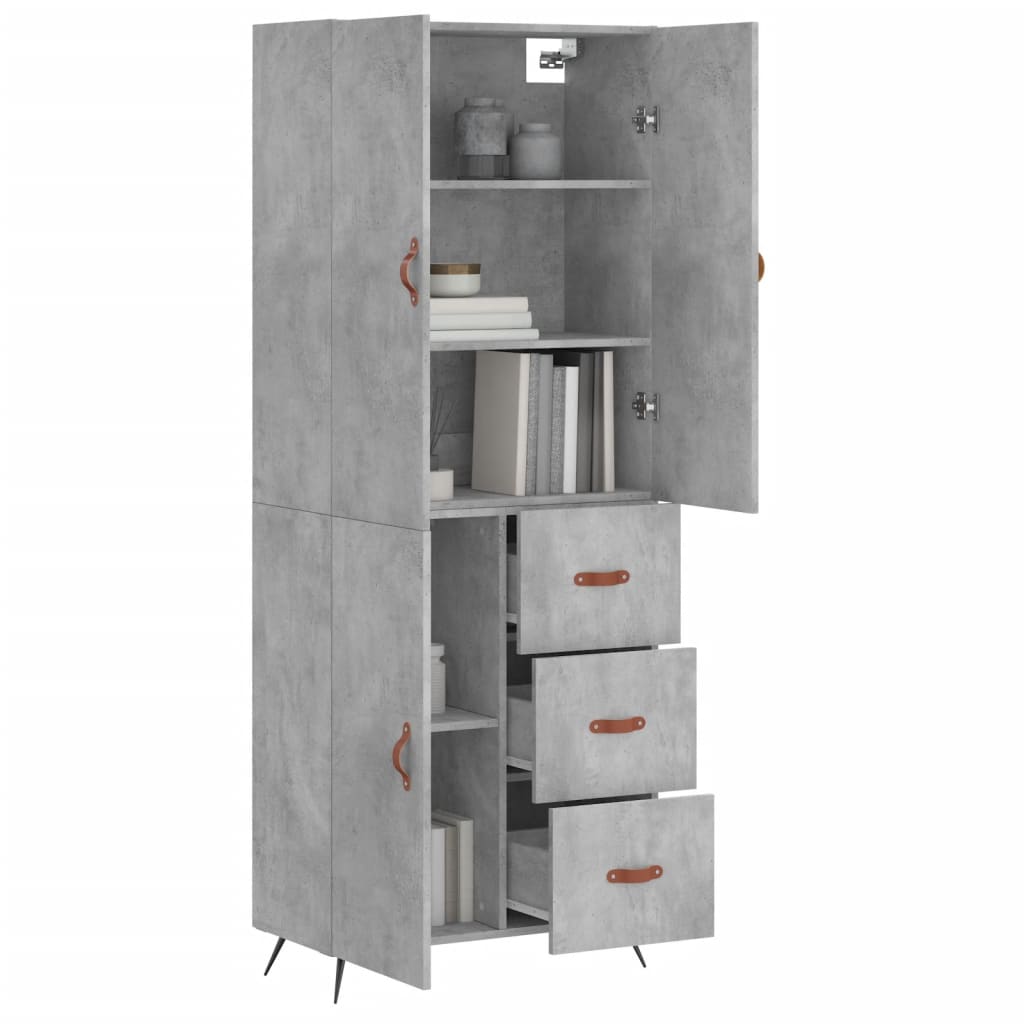 vidaXL Highboard Betongrau 69,5x34x180 Cm Holzwerkstoff