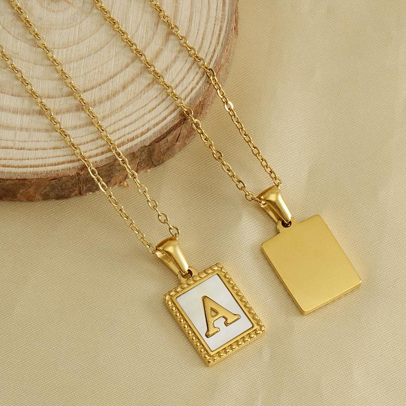 18K Gold Stainless Steel Letter Pendant Necklace – European and American Style Titanium Steel Clavicle Chain for Women