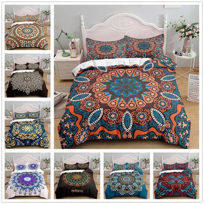 Boho potisková přikrývka, třídílná sada, bytový textil, povlečení
