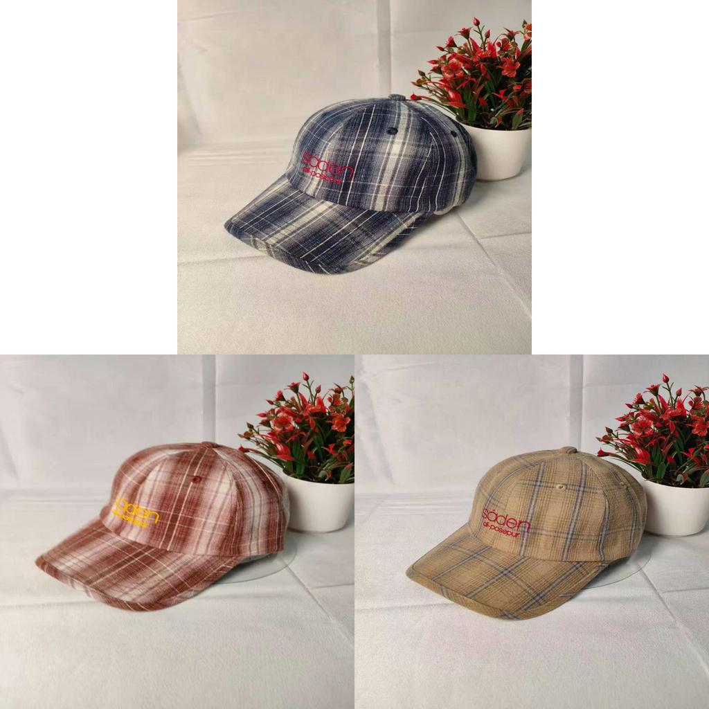 Plaid Soden Baseball Cap With Breathable Linen And Wide Brim For Summer Sun Protection