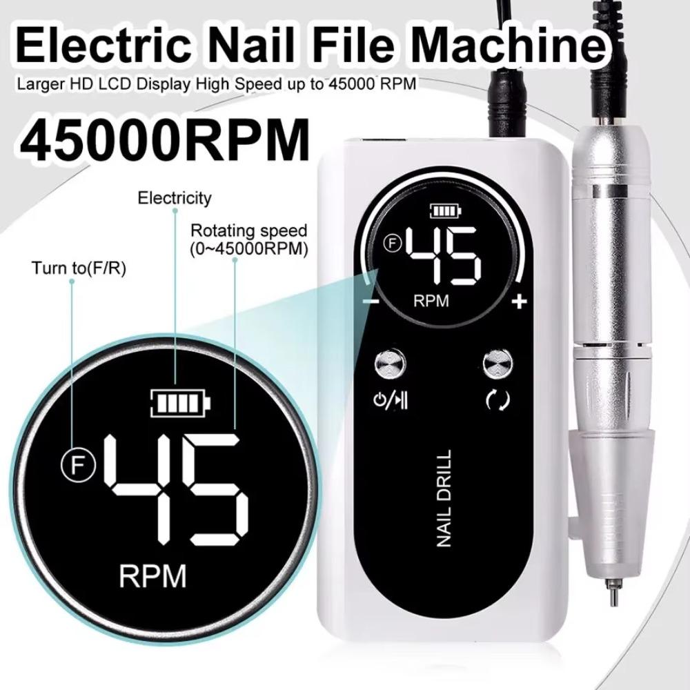 USB Charging Electric Nail Drill Machine 45000RPM Gel Nail Polish Sander  Manicure Nail Equipment