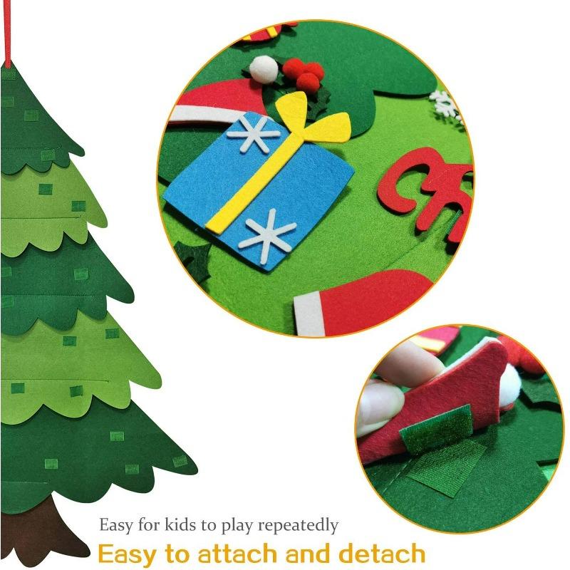 DIY Filz-Weihnachtsbaum-Set mit Schmuck Weihnachten Feiertagsdekoration Weihnachtsmann Geschenk Neujahr Tür Wandbehang Dekoration