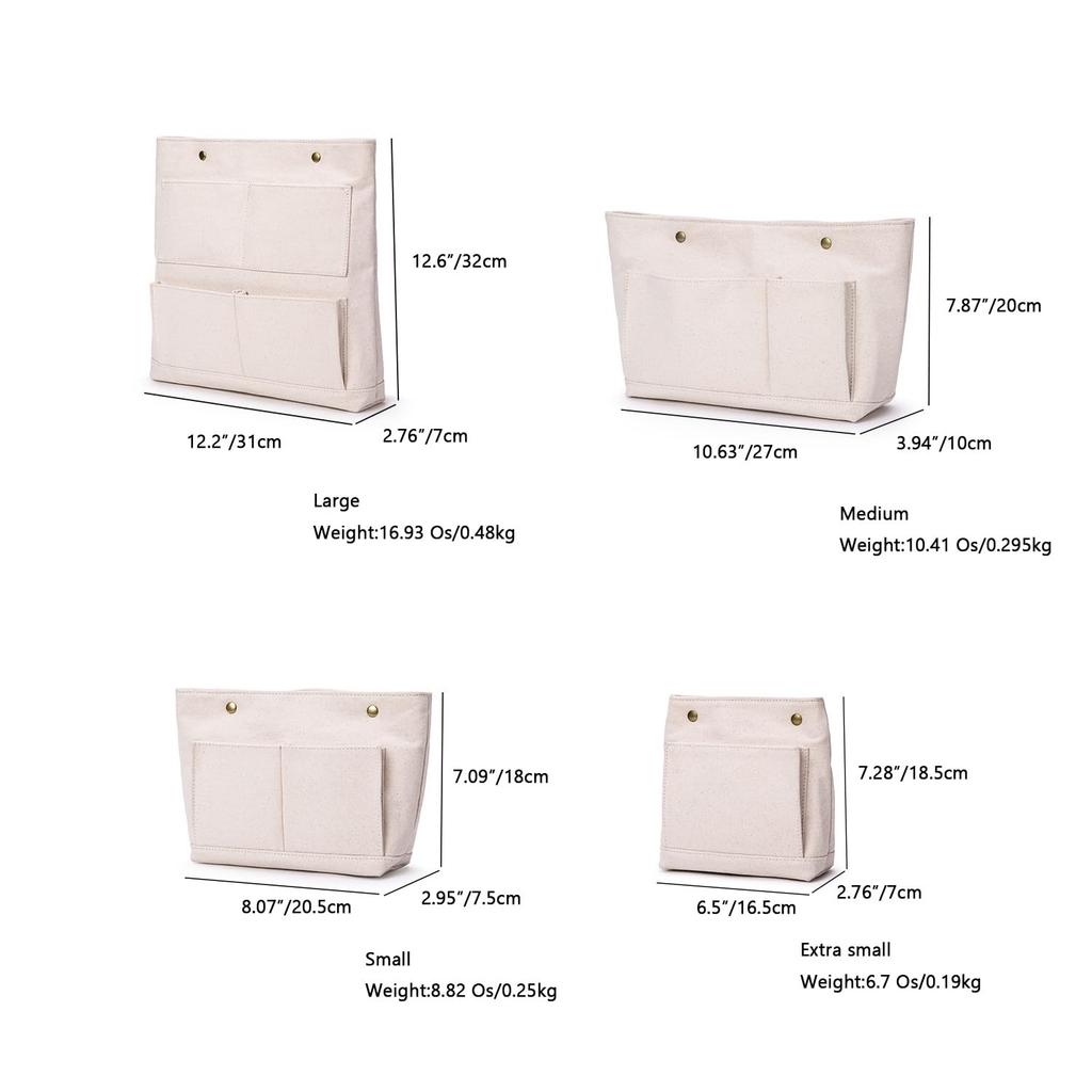 YONBEN Cosmetic Bag Handbag Insert, Canvas Wallet Organizer, Organizer Insert, Cosmetic Bag (L, Beige)