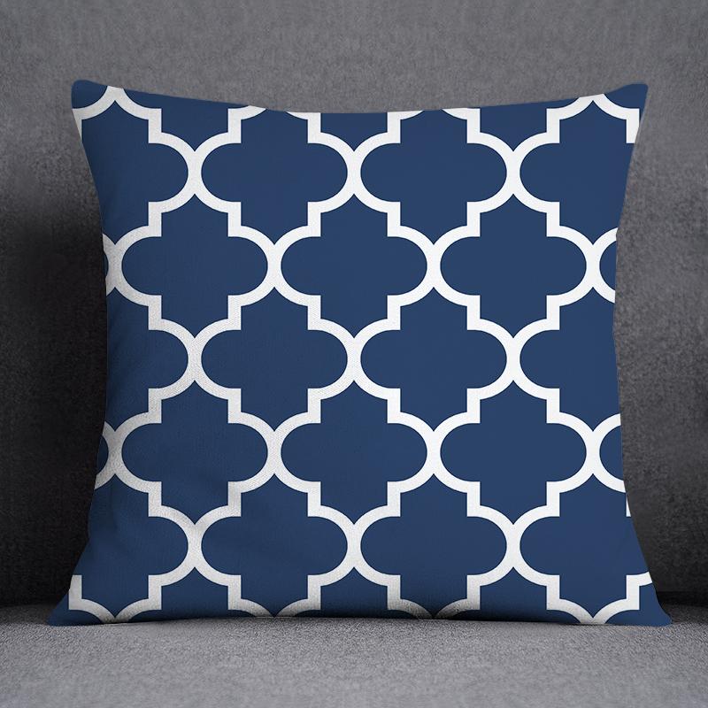 Cushion Cover Geometric Pattern Polyester Blue Grey Pillowcase Upholstery Sofa  Throw Pillow Home Decor Pillowcas