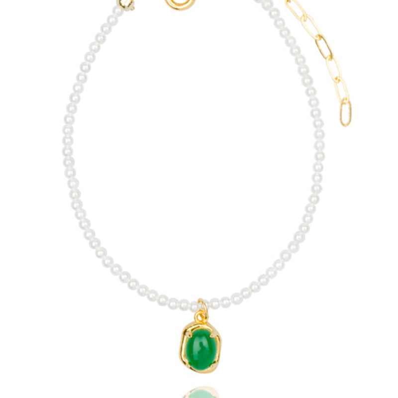 AUGUST ALICE Green Cabochon Pearl Bracelet_2color