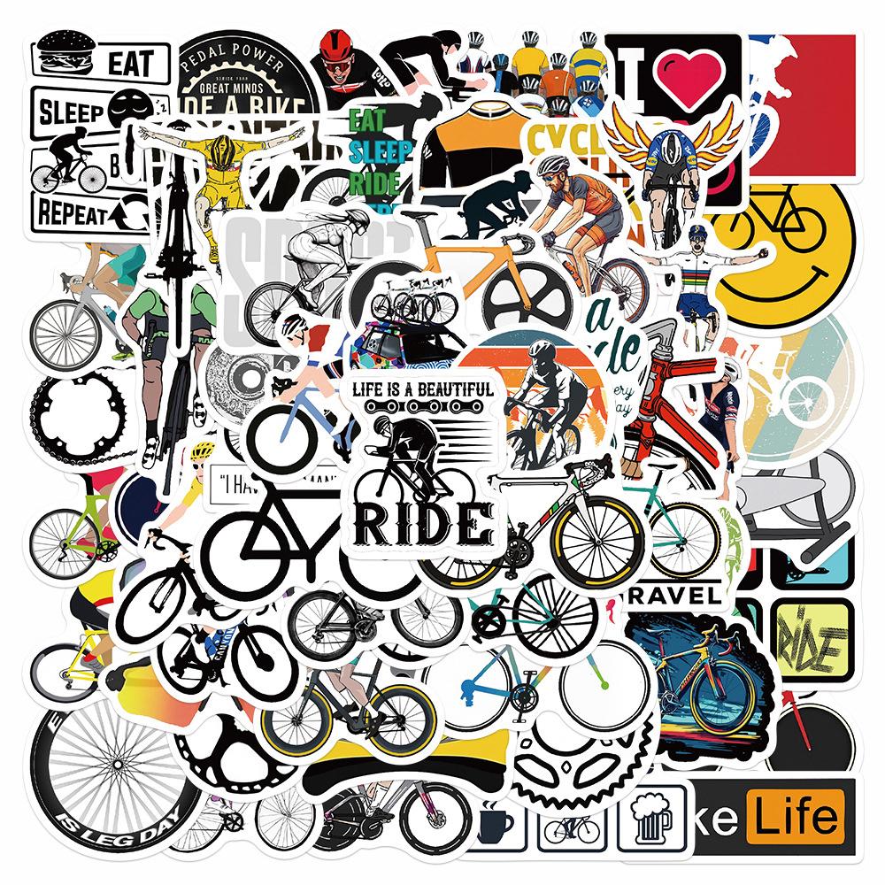 10/30/60pcs Cool Mountain Road Bike Graffiti Stickers Cartoon Riding Inspirational Sticker Motorcycle Helmet Phone Decals Decor