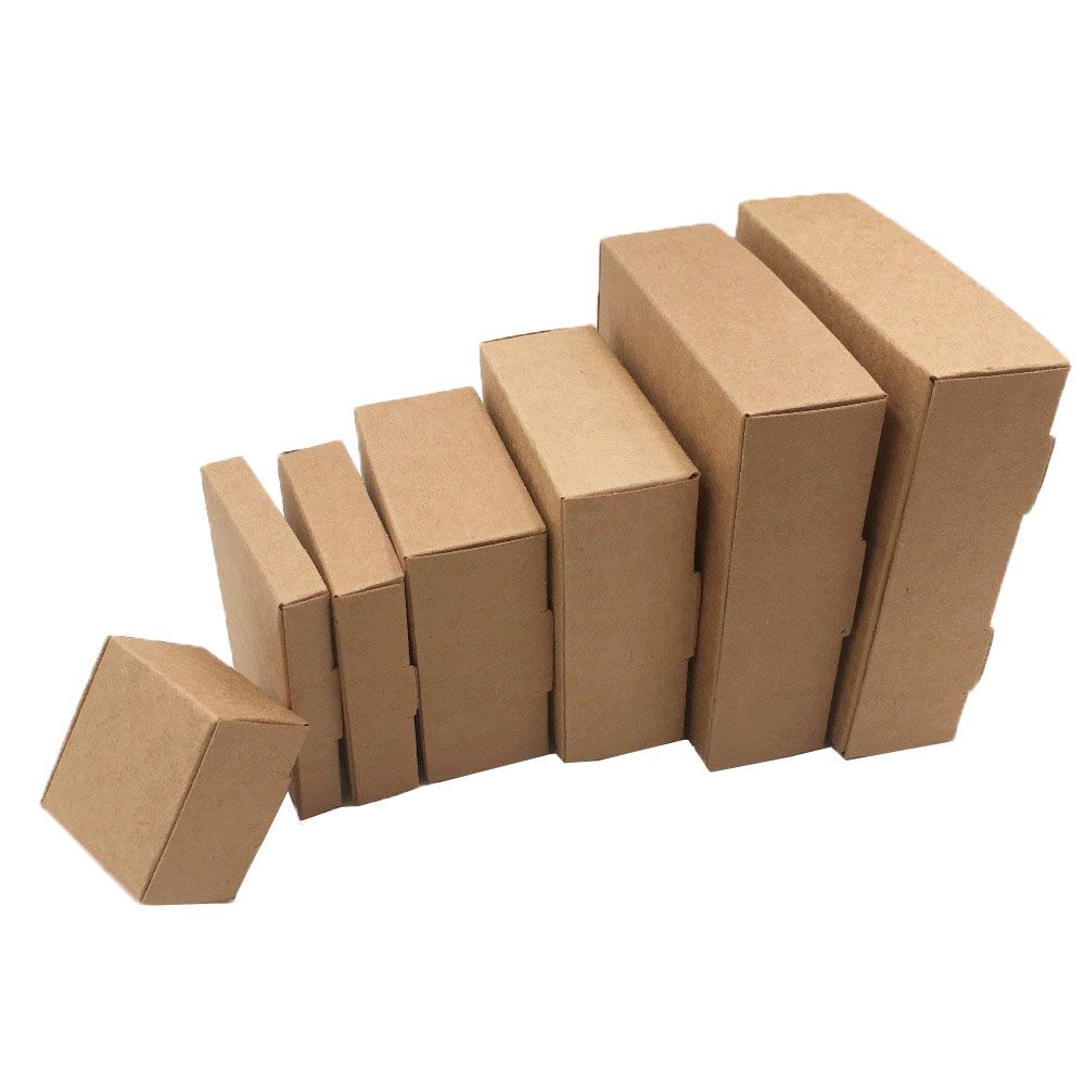 10pcs Small Gift Craft Jewelry Kraft Paper Box Candy Storage Cardboard Package Wrapping
