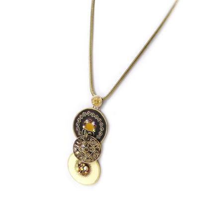 [C7676] - 'Byzance' Brown Beige Designer Necklace