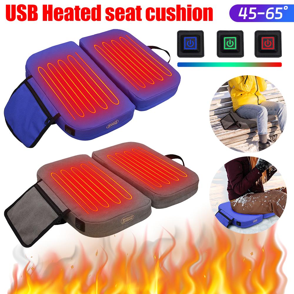 Electric Heated Seat Cushion Waterproof Outdoor Camping Seat Cushion USB Power Heating Seat Cushion for Park Stadium Car Travel