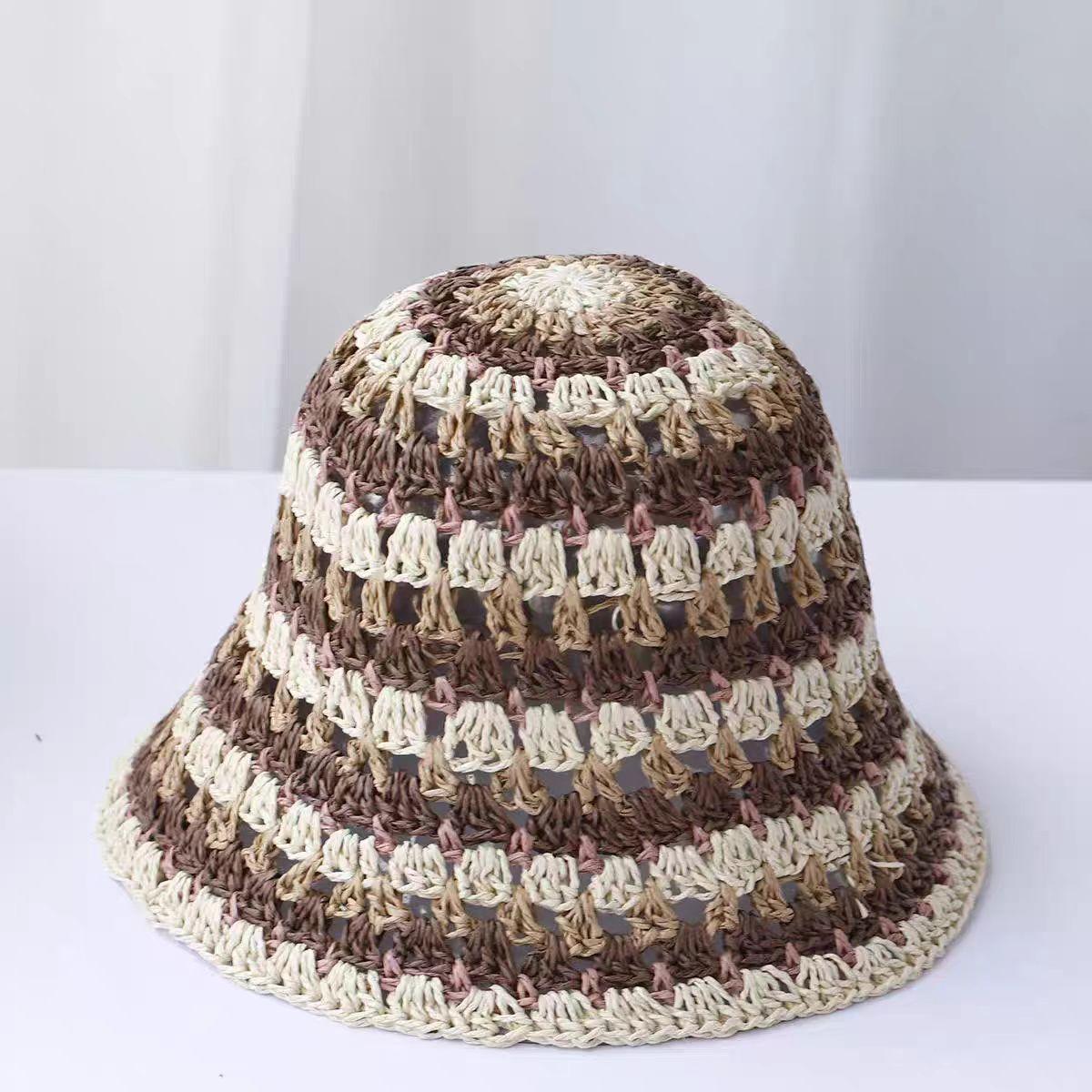 

Дофамінова плетена вручну панама літня морська подорож пляжний капелюх сонцезахисний капелюшок показує обличчя маленька панама тренд M（56-58cm） темно-коричневого кольору