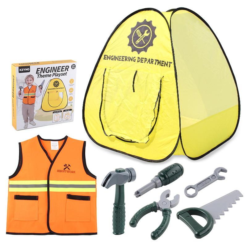 Children'S Role Play Diy Tent, Engineering Maintenance Station Vest Tent Set Indoor And Outdoor Toys