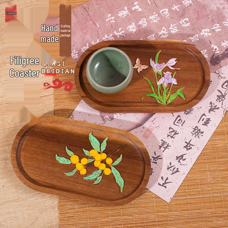 Children's Day Cloisonné Enamel Coaster DIY Kit - Chinese Style Tea Mat for Parent-Child Activities