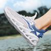 Men's Summer Breathable Aqua Shoes Mesh Running Shoes Lightweight Soft Bottom Water Sport Casual Trendy Footwear Lace-Up