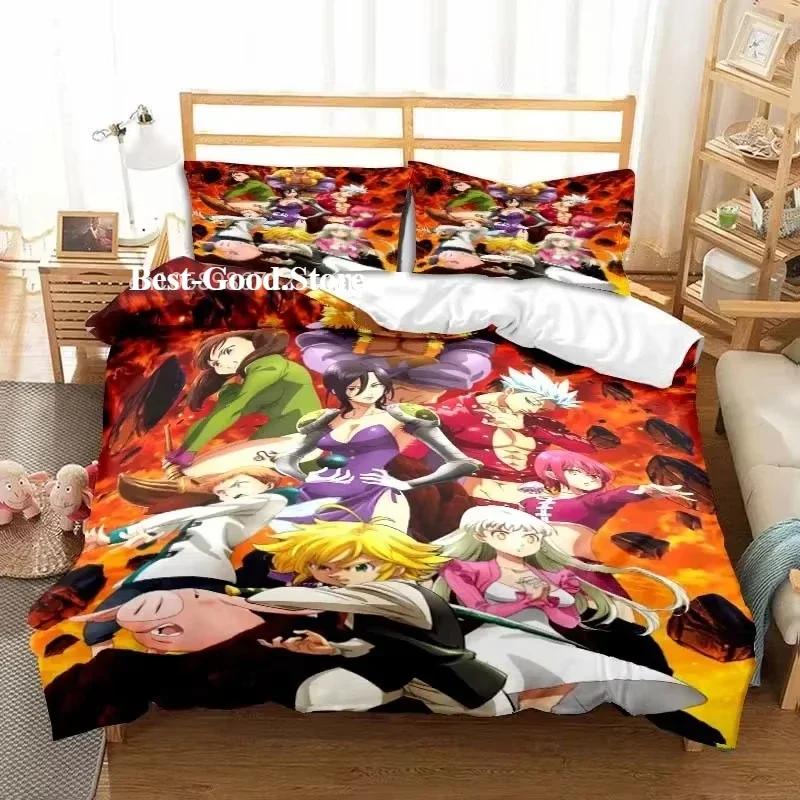 Nouvel Anime Les Sept Péchés Capitaux Al Saison Ensemble Lit Jumeau Ensemble de Linge de Lit Imprimé Avec Taie d'Oreiller Lit Doux Housse de Couette Douce Simple Double