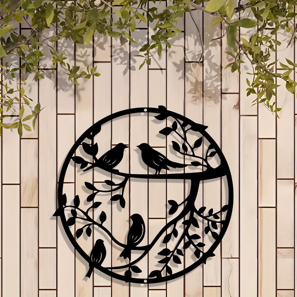 Metal Wall Art Tree and Bird Sculpture Black Iron Home Decor Gift