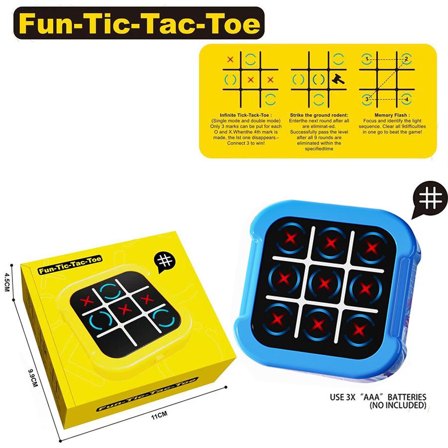 Tic Tac Toe Bolt Game, Original 4-in-1 Handheld Puzzle Game, Portable Travel Games for Car Ride, Toys Gift Idea for Kids and Adu