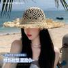 New big brim hollow straw hat women's summer seaside vacation beach sunshade sun protection photo sun hat trend