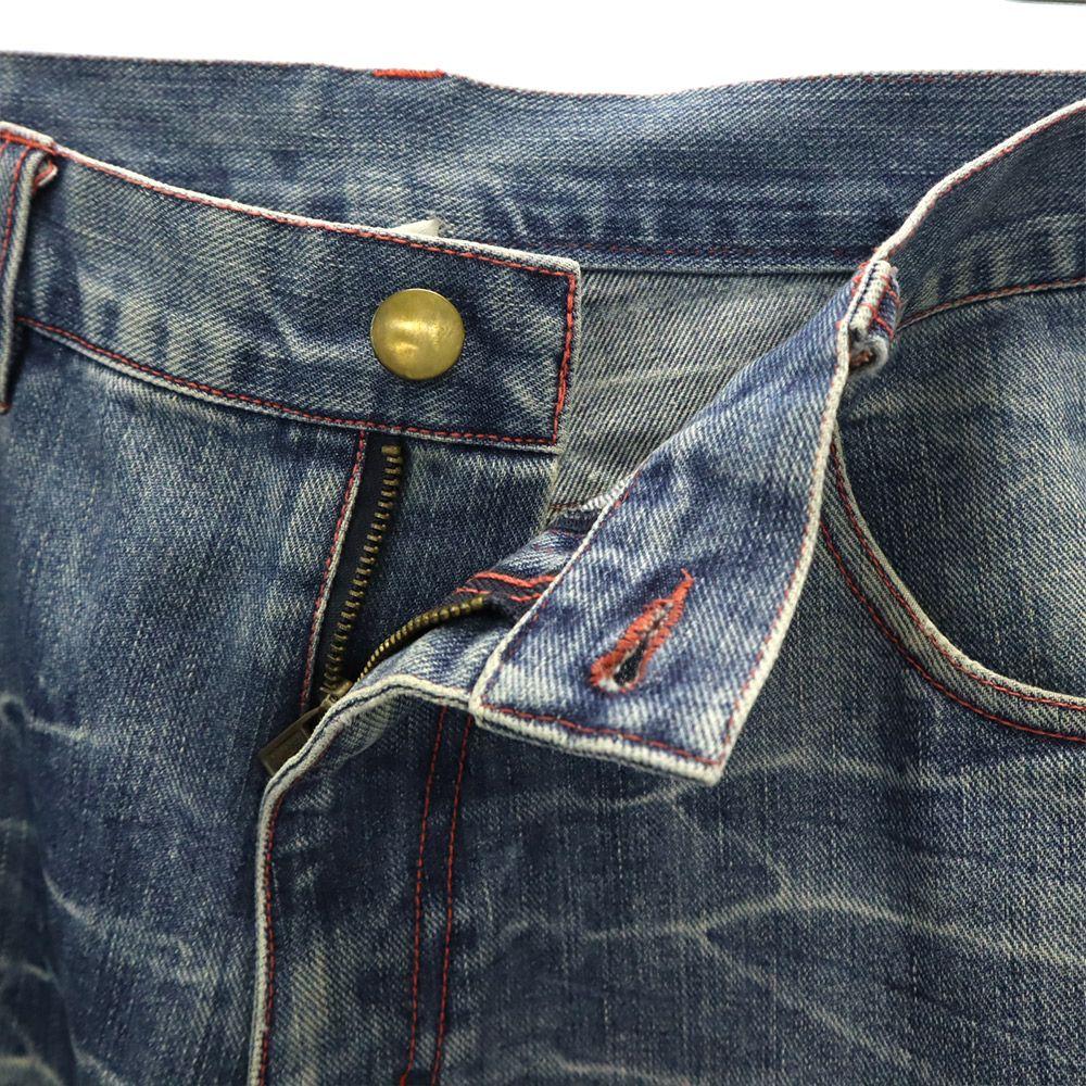 LEFLAH Logo Embroidery Tapered Denim Pants XL Blue Jeans Men's Used