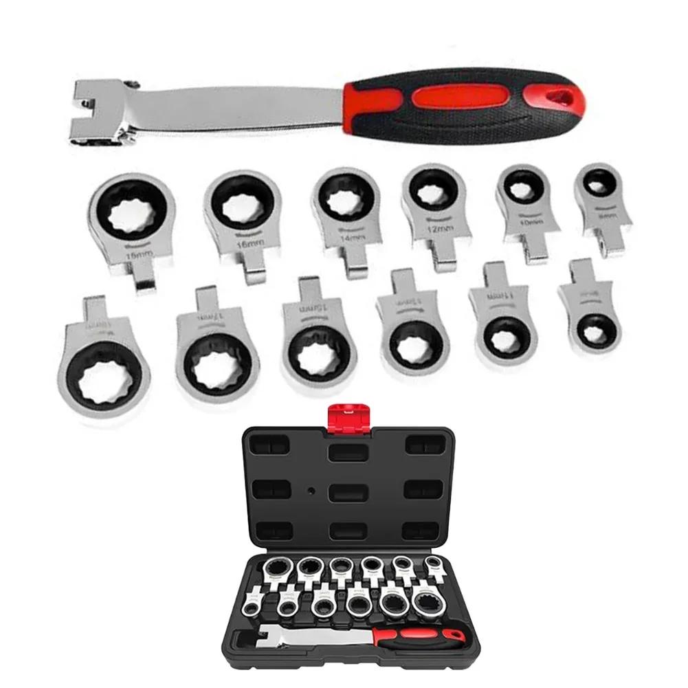 

12pcs Interchangeable Head Ratchet Wrench Head With Handle Hand Tools Replacement Ratchet Wrench Tool Accessories China Mainland