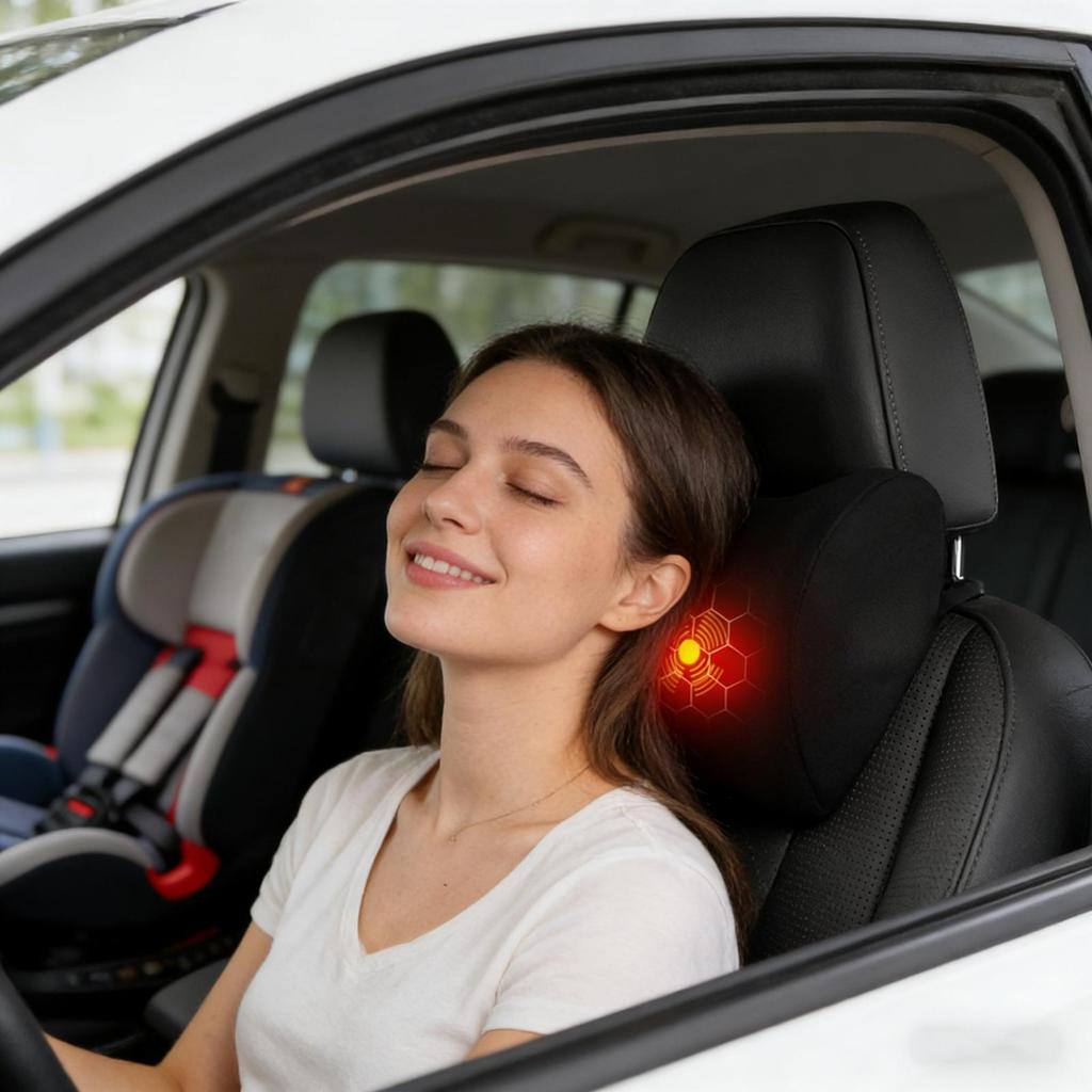 Car Headrest Pillow Electric Massage Vehicle Accessories Auto Seat Head Pillow For Drivers Trucks Sedans SUVs RVs Urban Driving