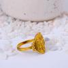 Antique Gold Plated Flower Ring | Vintage Style Brass Round Statement Ring for Women | Intricate Floral Design Jewelry