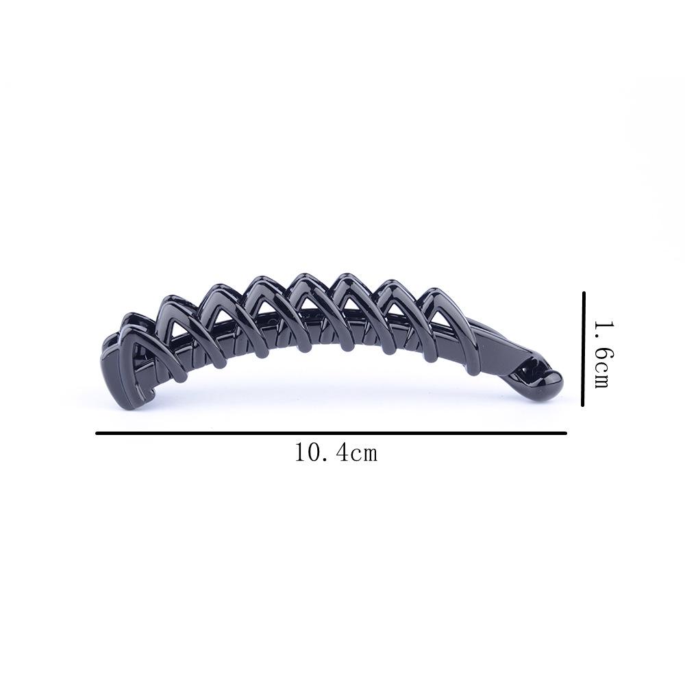 Korean Style Black Large Banana Hair Clip - Vertical Mesh Hair Accessory Hairpin