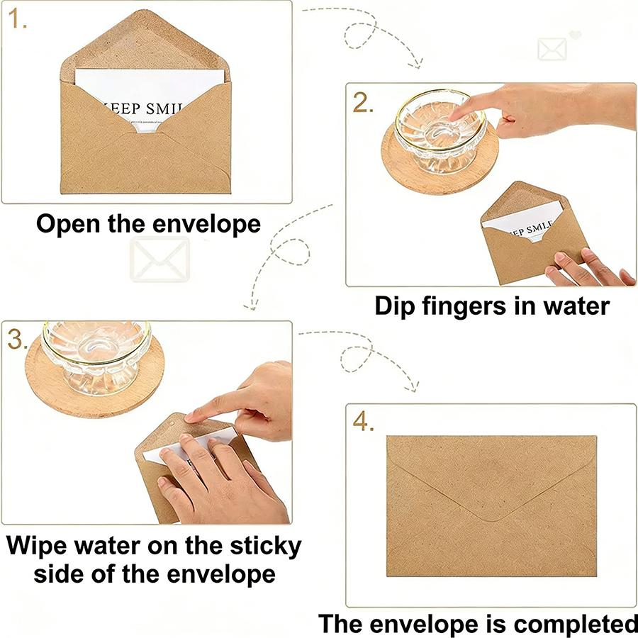 100pcs 7x10cm Bulk Kraft Paper Envelopes - Ideal for Wedding Invitations, Love Letters, Gift Cards & Office Mailing