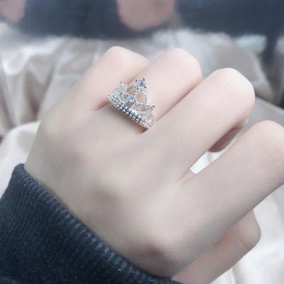 Boutique Luxury Micro Set Zircon Crown Ring Personalized Ring