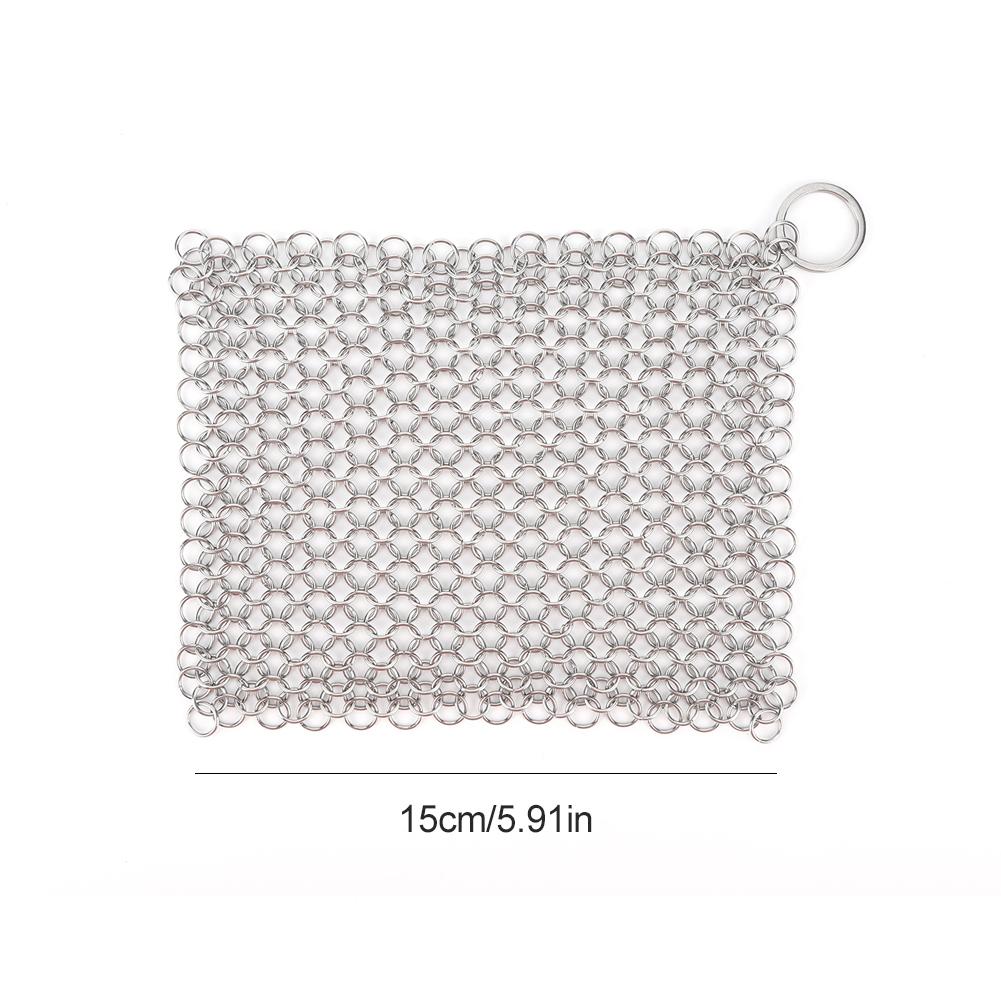 316 Stainless Steel Cast Iron Cleaner Chain Mail Scrubber Brush Pan Net Home Cookware Kitchen Tool Clean Kitchen Small Items