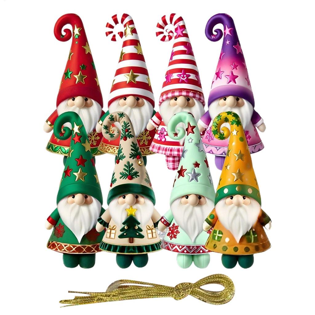 Seasonal Fall Gnomes 8 Pieces Charm Decorations Ornaments Gnomes Figurines Decor for Party New Year Outdoor Indoor Branches