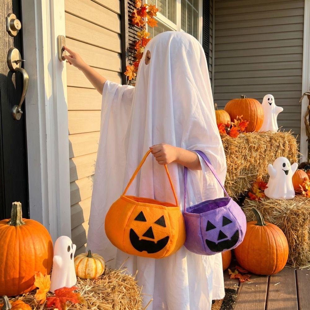 Gifts Pouch Pumpkin Candy Bucket Ghost Halloween Candy Bucket Trick-Or-Treat Candy Basket Children
